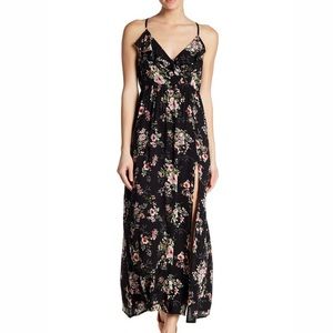 Angie Black Floral Maxi Dress